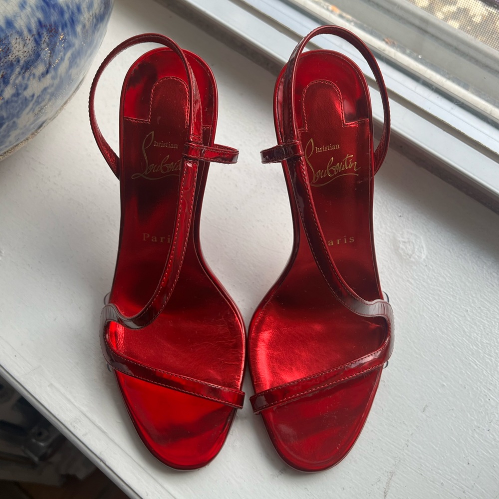 Christian Louboutin metallic red pumps. Size 37.5